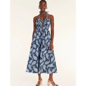 J. Crew Collection Halter Cutout Dress In Ratti Pacific Paisley Size 0